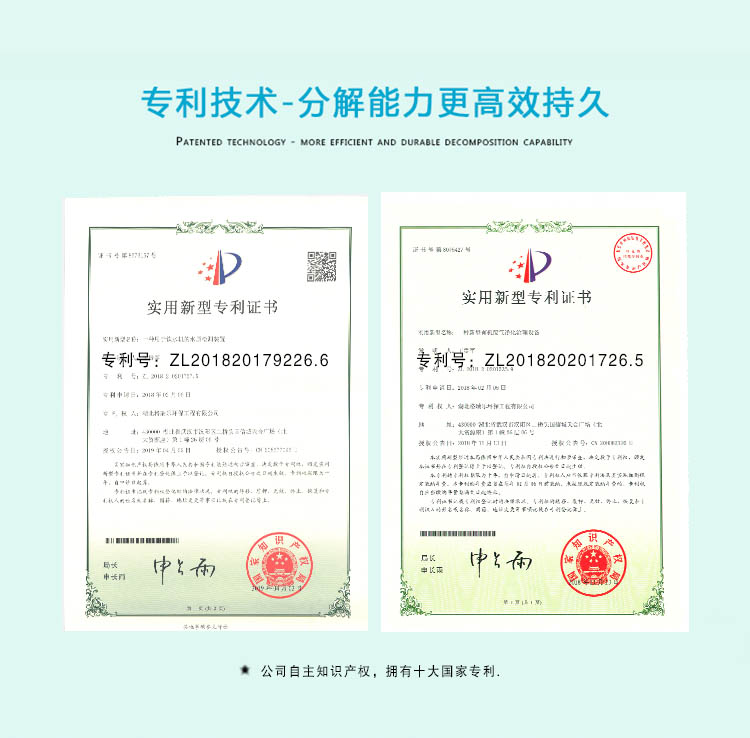 绿快光催化橡胶PVC除味剂3.0实用型专利证书